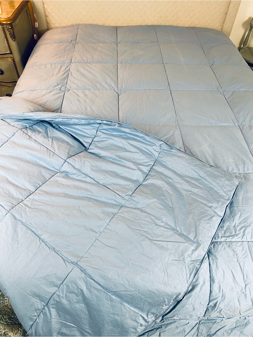 The Company Store Light Blue Box-Stitch Comforter Down Alternative - Picture 5 of 9